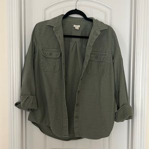 J Crew Green Utility Top